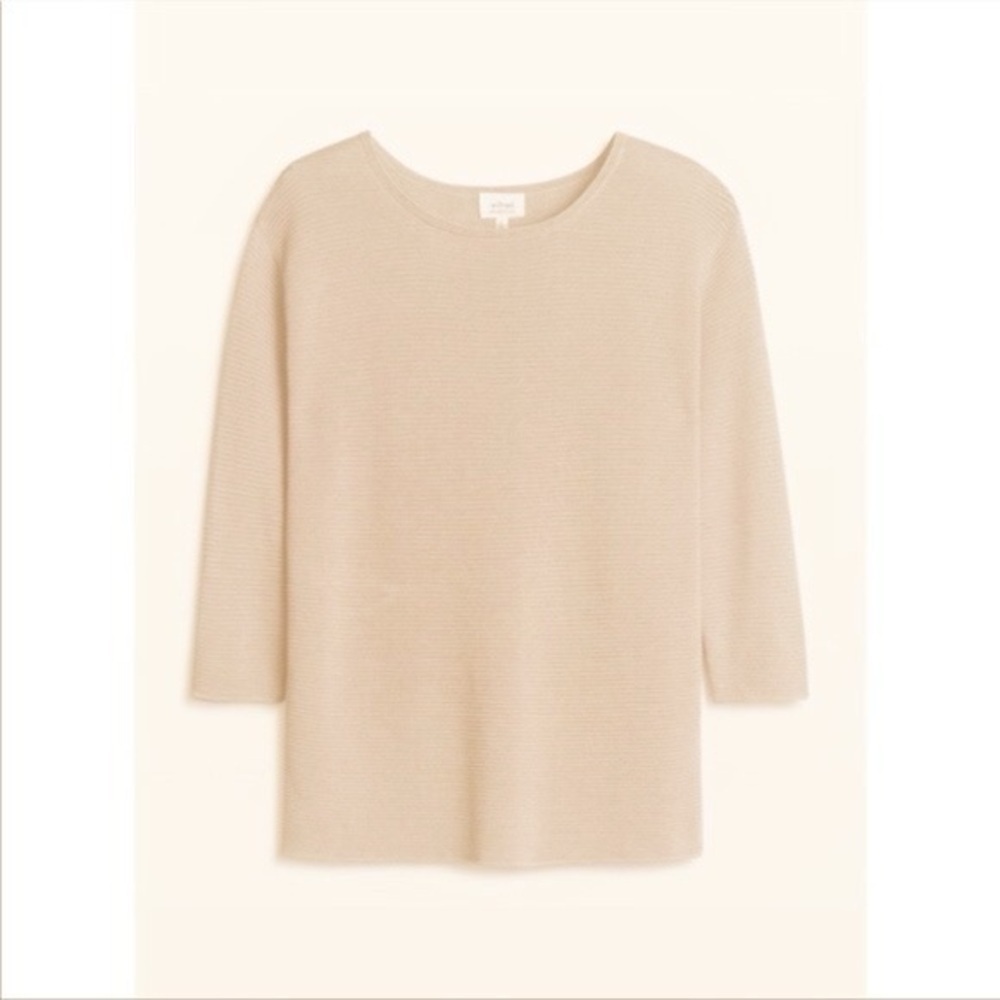 Aritzia Wilfred Blanchard Sweater Tan Small - Ribbed Knit Linen Blend
